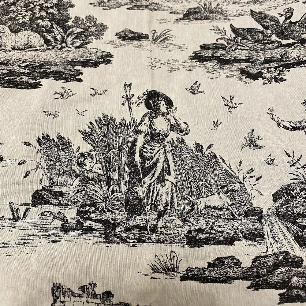 Vintage Fabric Waverly Rustic Life Toile County Scen French 2 Yd x57" Upholstery - Picture 4 of 13